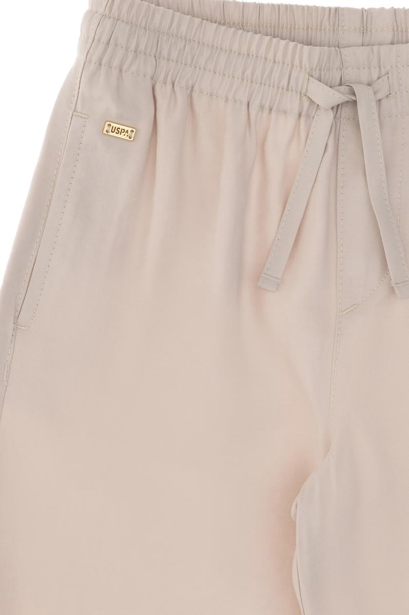 Kız Çocuk Bej Loose Fit Modal Karışımlı Kanvas Pantolon