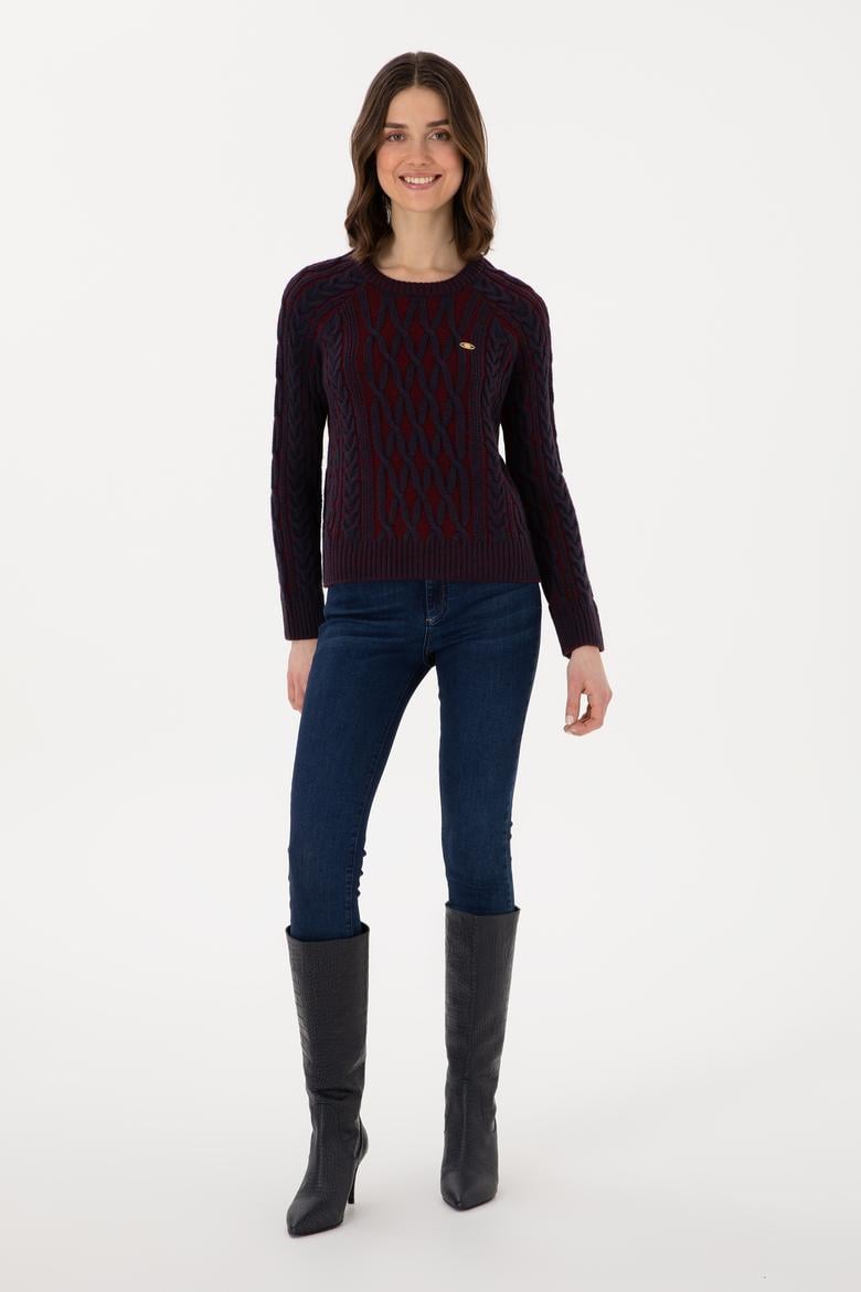 Kadın Lacivert Bisiklet Yaka Kazak - 50293048004