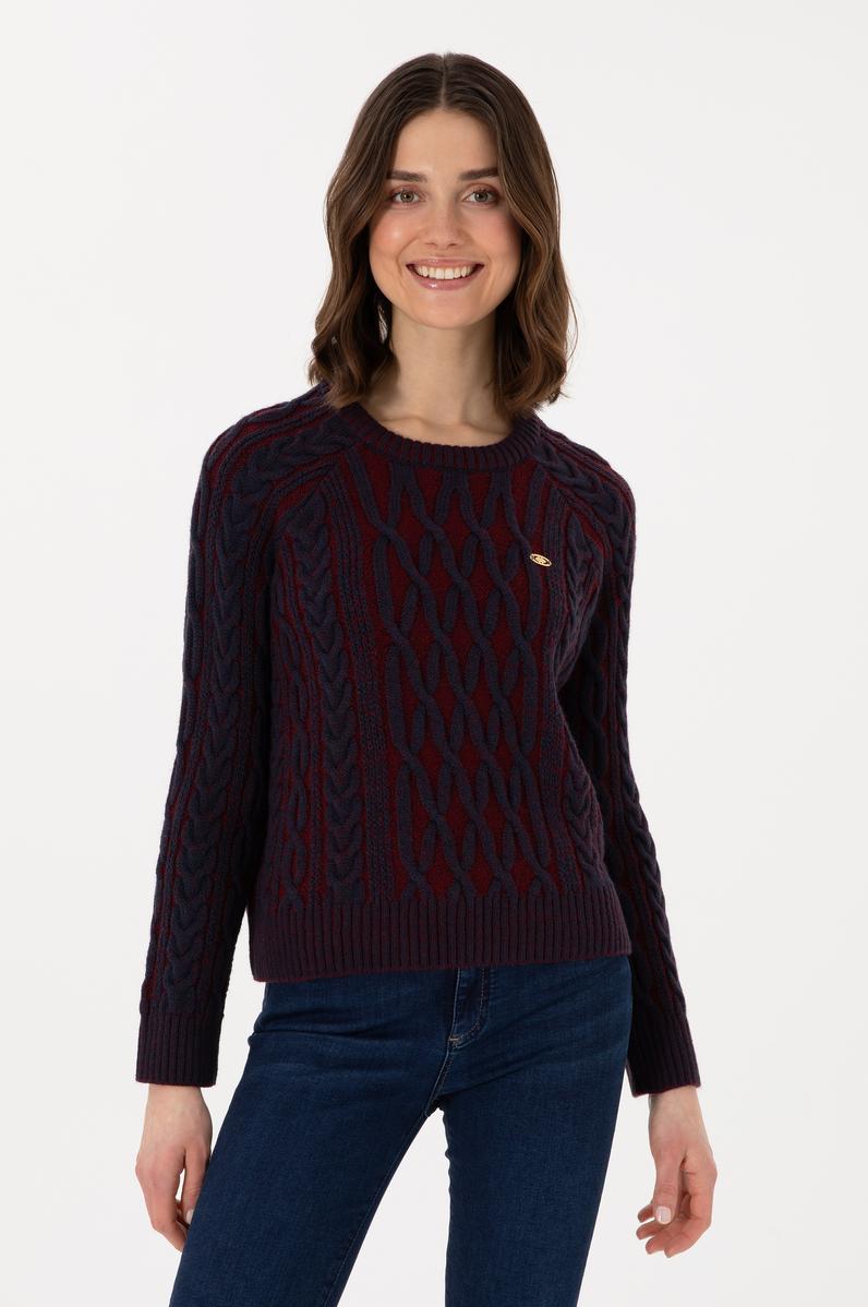 Kadın Lacivert Bisiklet Yaka Kazak