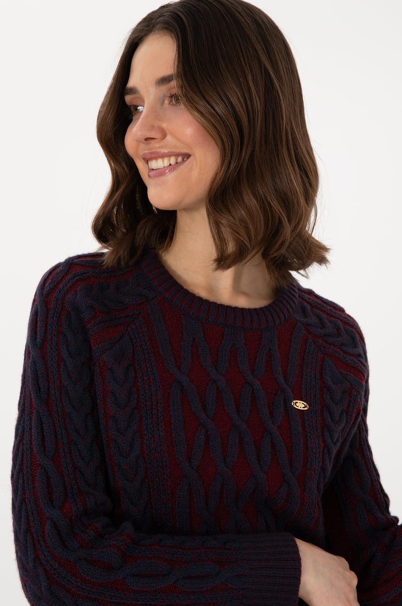 Kadın Lacivert Bisiklet Yaka Kazak