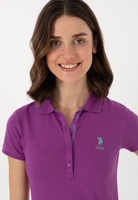 Kadın Mor Basic Polo Yaka Tişört - 50300896086