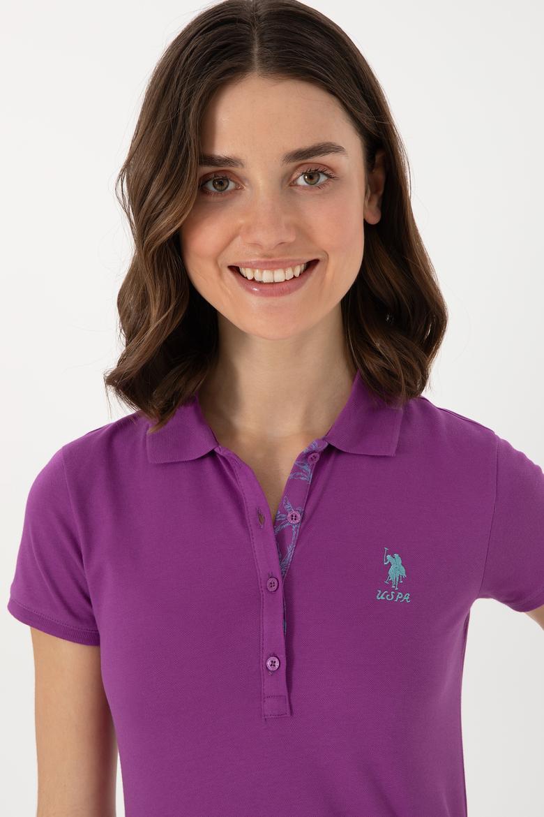 Kadın Mor Basic Polo Yaka Tişört - 50300896086