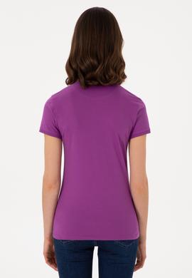 Kadın Mor Basic Polo Yaka Tişört - 50300896086