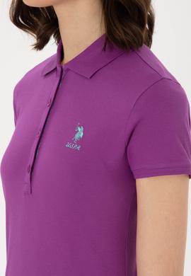 Kadın Mor Basic Polo Yaka Tişört - 50300896086