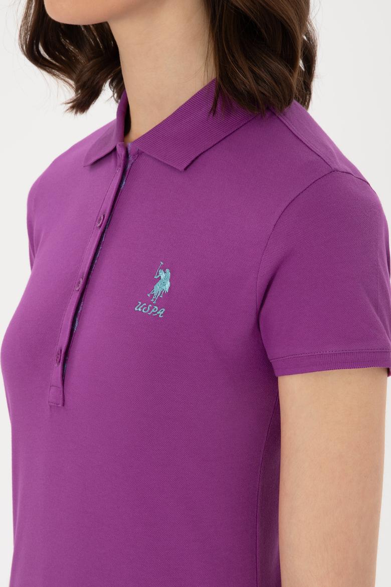 Kadın Mor Basic Polo Yaka Tişört - 50300896086