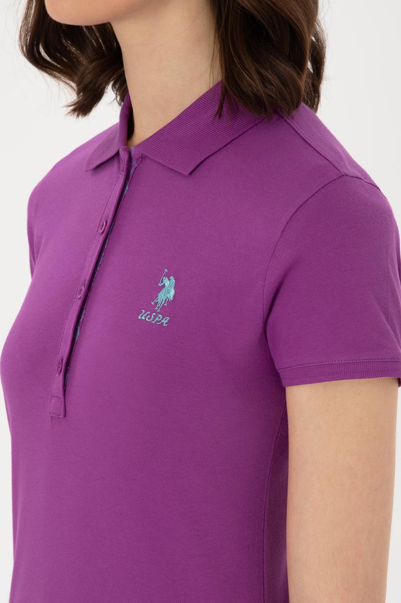 Kadın Mor Basic Polo Yaka Tişört