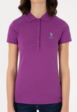 Kadın Mor Basic Polo Yaka Tişört - 50300896086