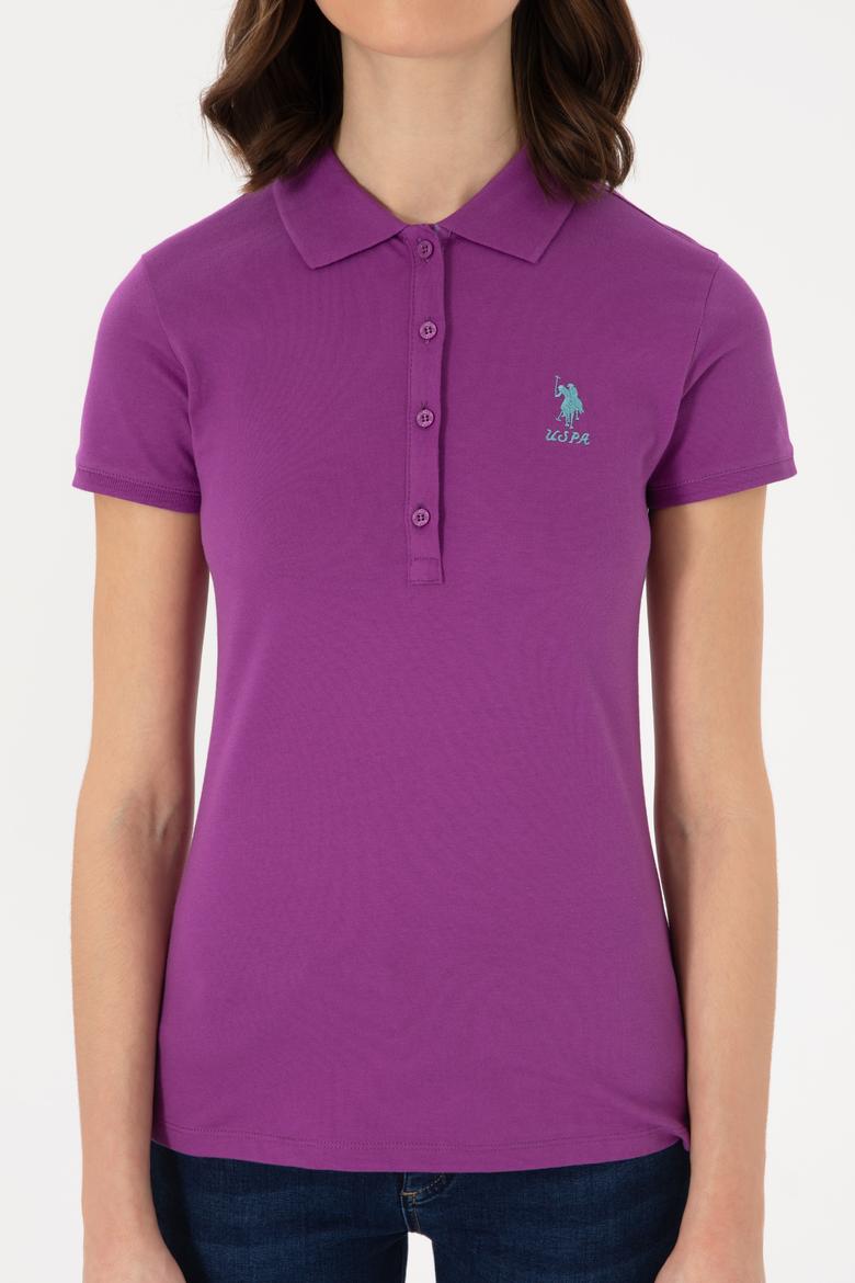 Kadın Mor Basic Polo Yaka Tişört - 50300896086