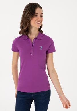 Kadın Mor Basic Polo Yaka Tişört - 50300896086