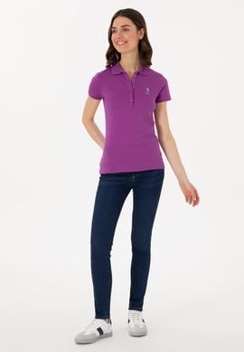 Kadın Mor Basic Polo Yaka Tişört - 50300896086