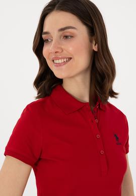 Kadın Kırmızı Basic Polo Yaka Tişört - 50300896236