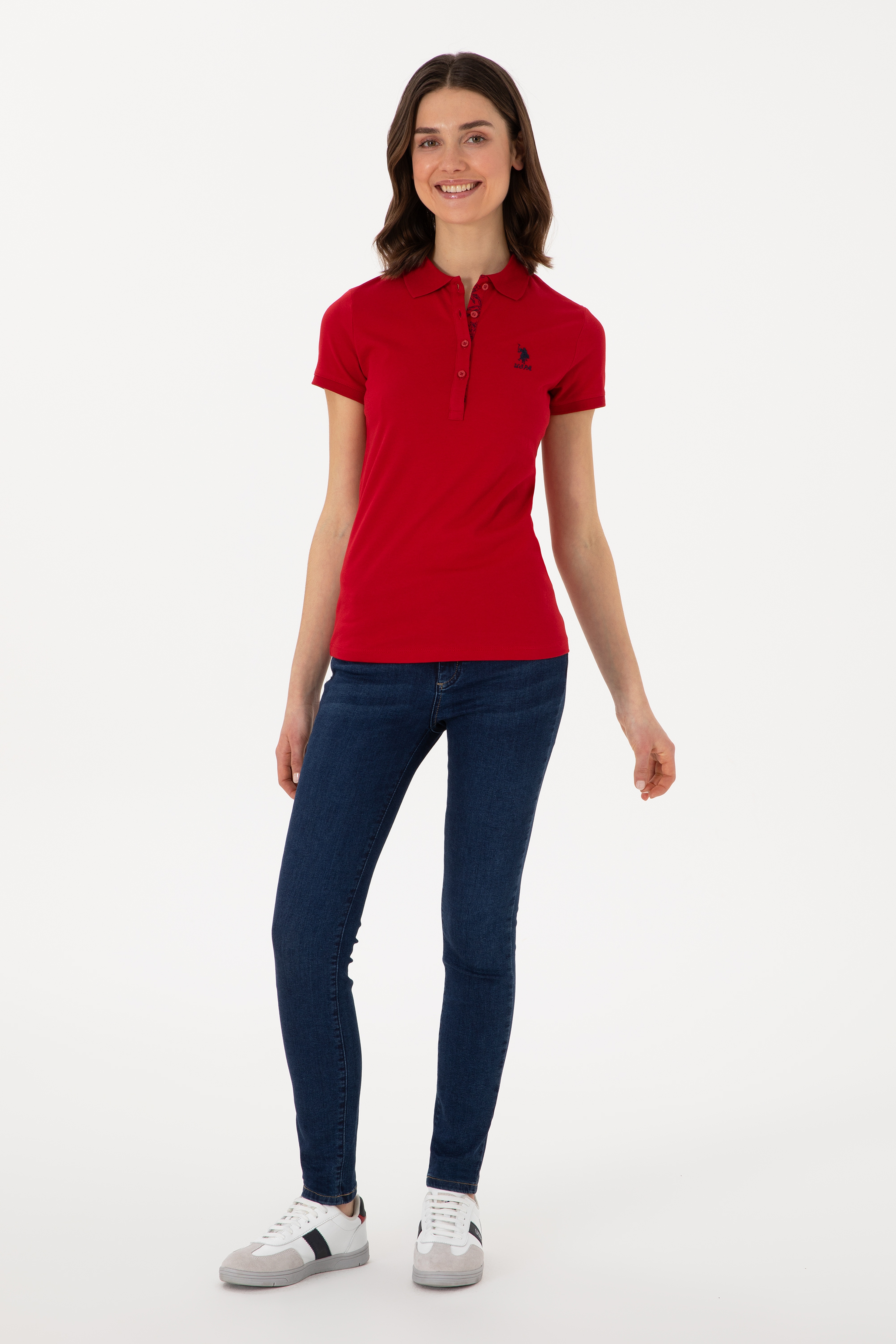 Kadın Kırmızı Basic Polo Yaka Tişört