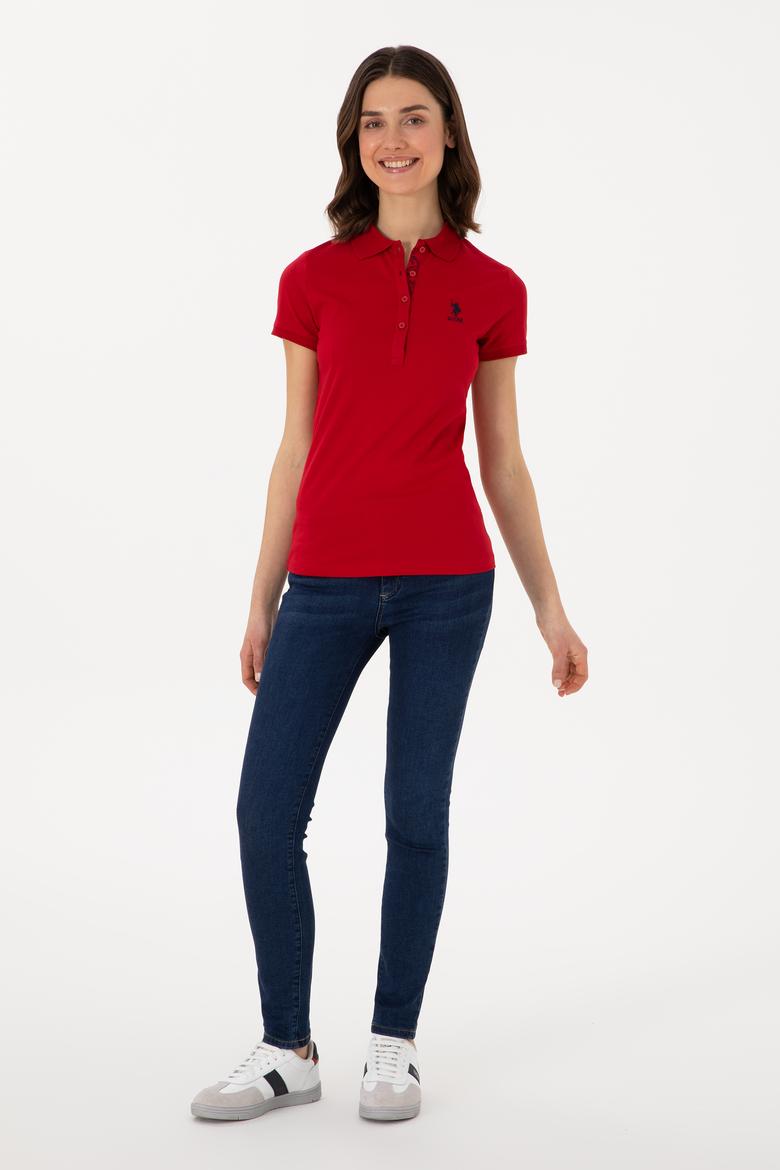 Kadın Kırmızı Basic Polo Yaka Tişört - 50300896236