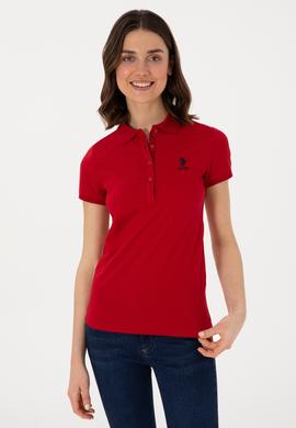 Kadın Kırmızı Basic Polo Yaka Tişört - 50300896236