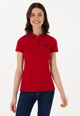 Kadın Kırmızı Basic Polo Yaka Tişört - 50300896236