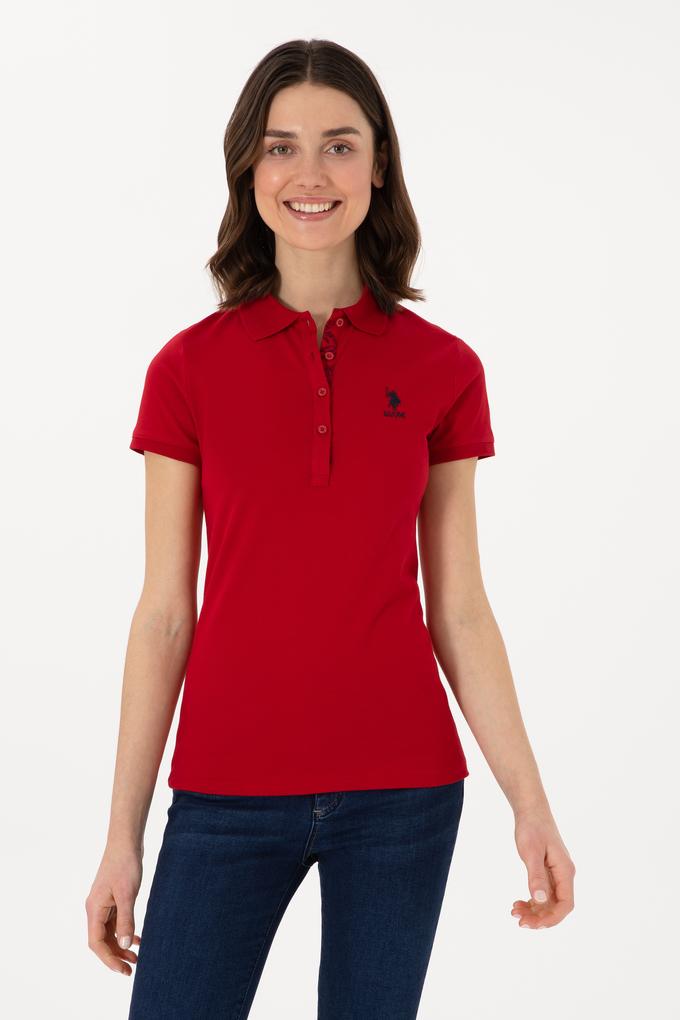 Kadın Kırmızı Basic Polo Yaka Tişört