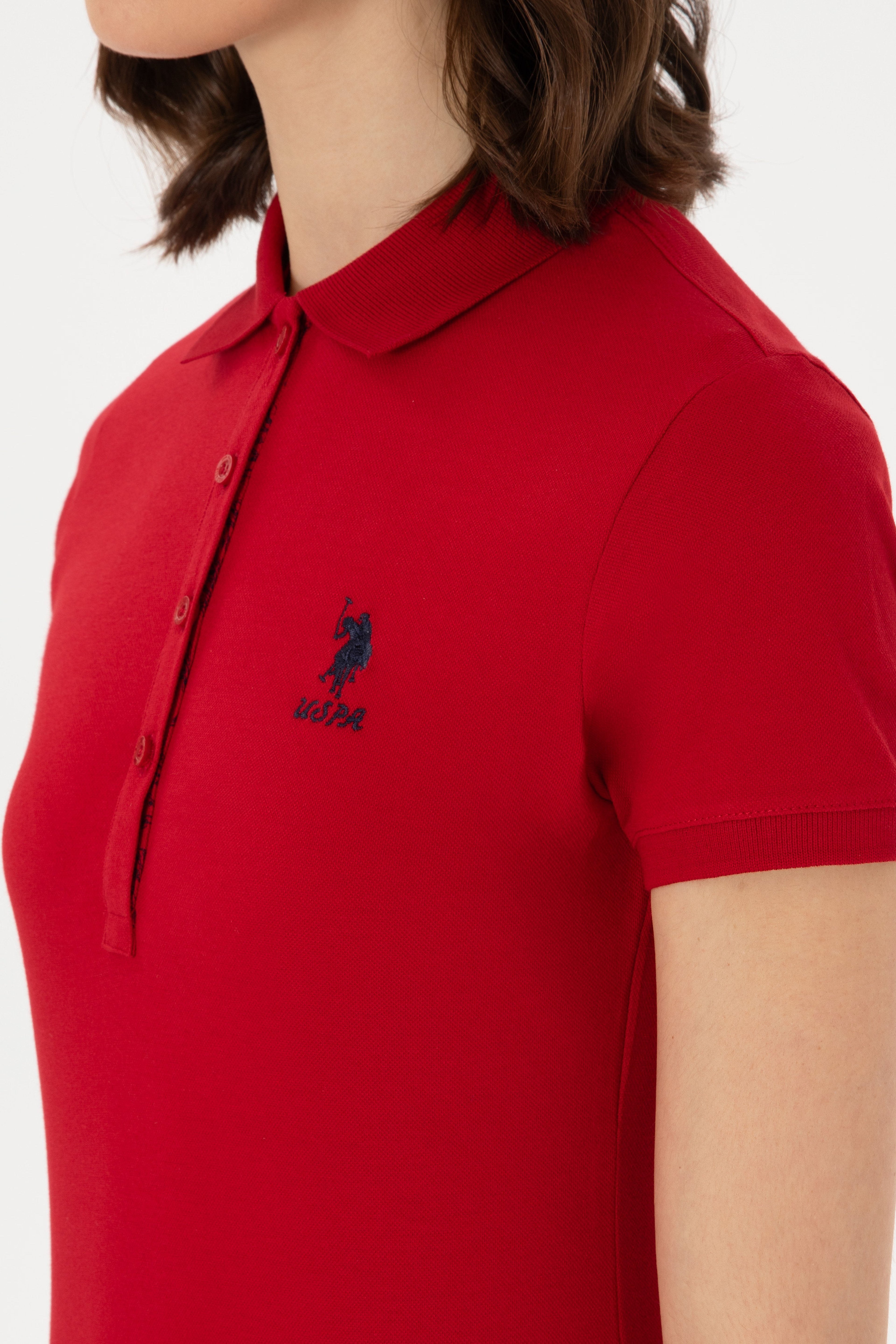 Kadın Kırmızı Basic Polo Yaka Tişört