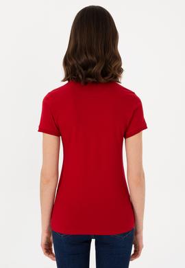 Kadın Kırmızı Basic Polo Yaka Tişört - 50300896236