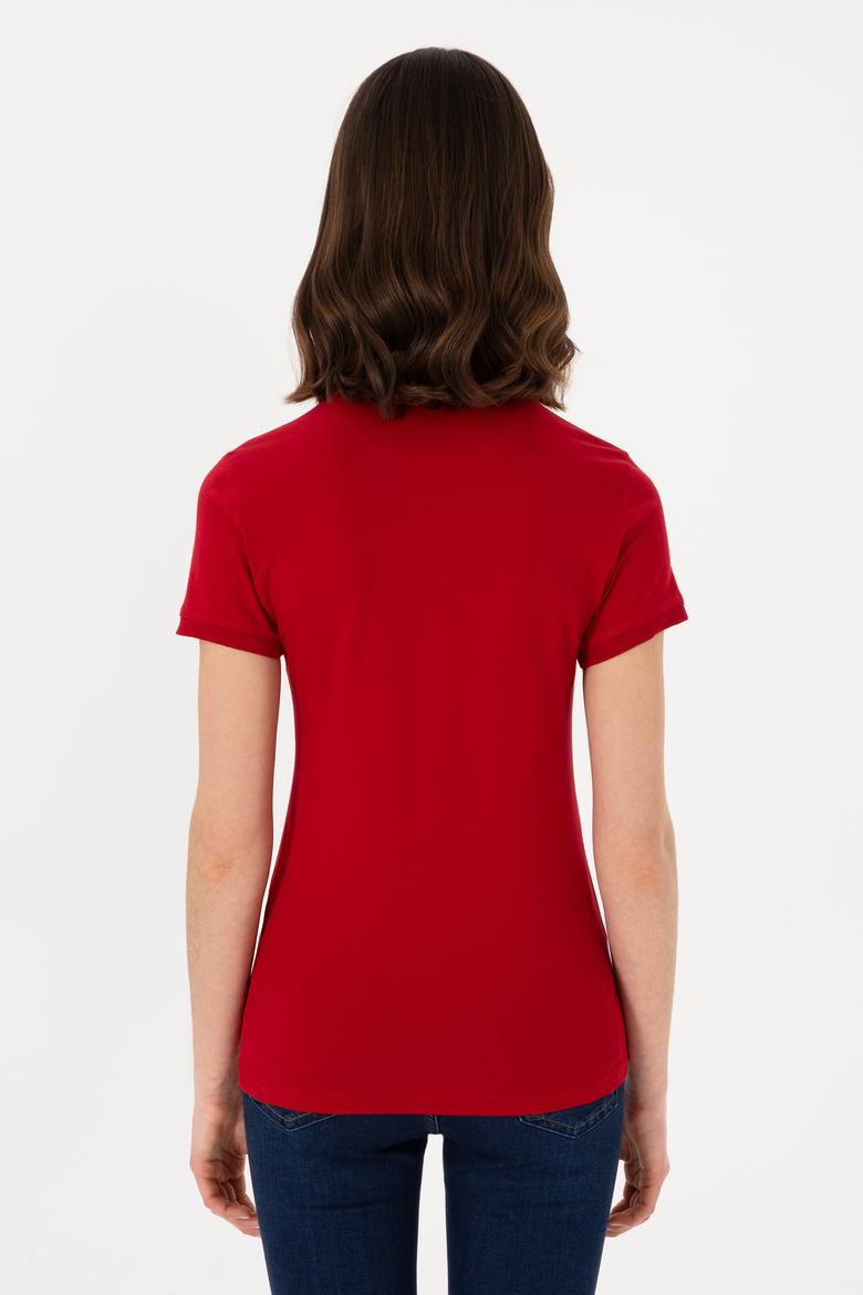 Kadın Kırmızı Basic Polo Yaka Tişört - 50300896236