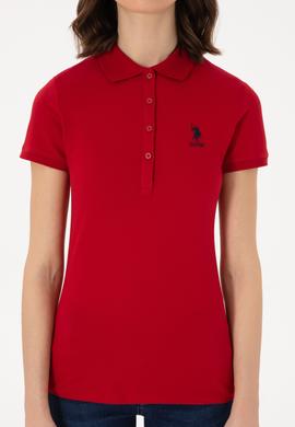 Kadın Kırmızı Basic Polo Yaka Tişört - 50300896236