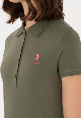 Kadın Koyu Haki Basic Polo Yaka Tişört - 50300896266