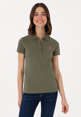 Kadın Koyu Haki Basic Polo Yaka Tişört - 50300896266