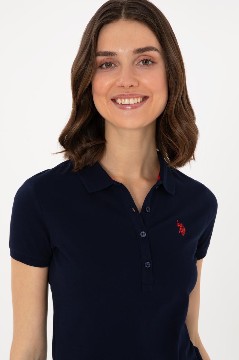 Kadın Lacivert Basic Polo Yaka Tişört