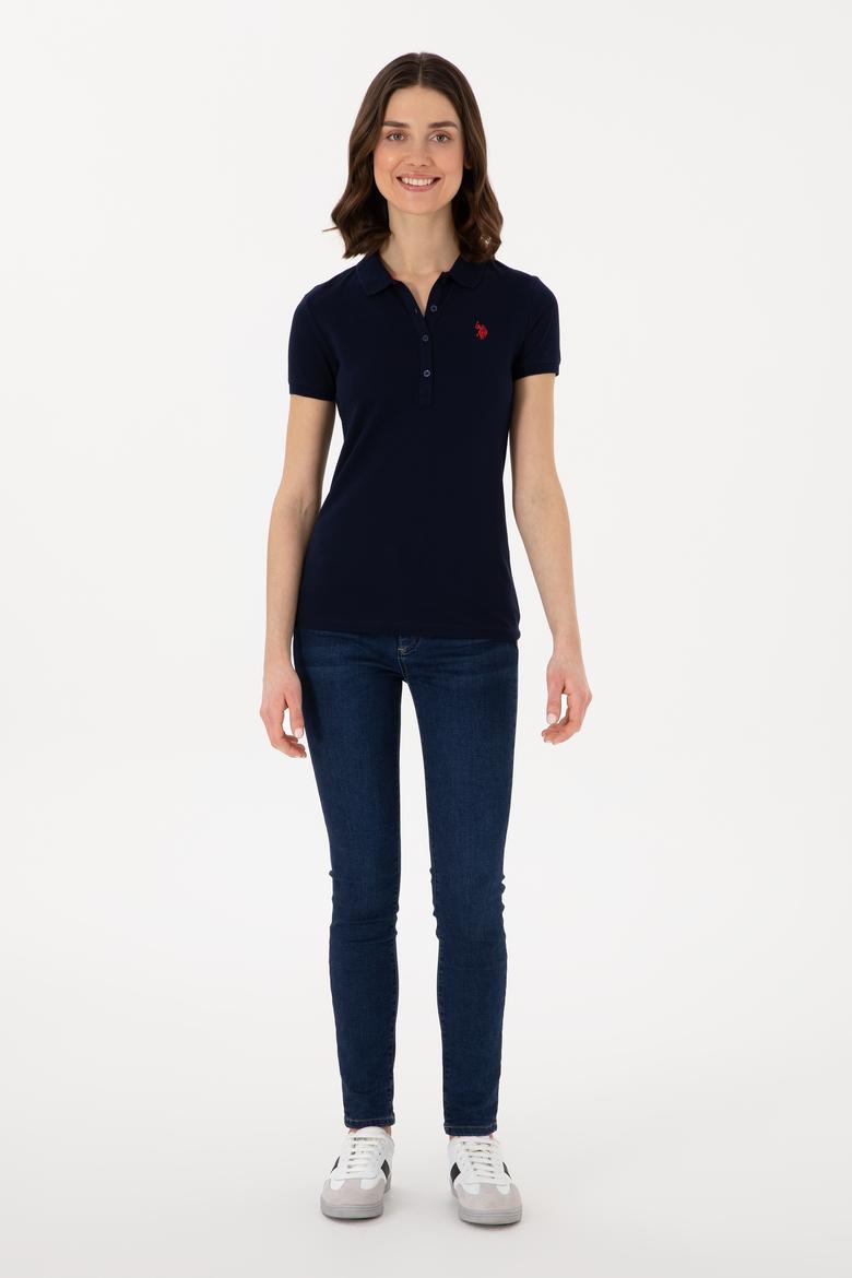 Kadın Lacivert Basic Polo Yaka Tişört - 50300830024