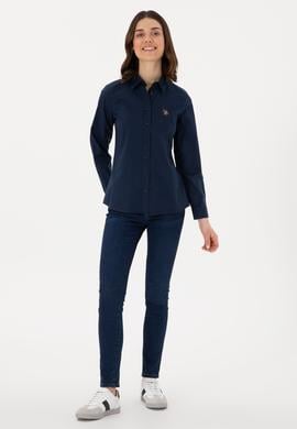 Kadın Lacivert Uzun Kollu Basic Gömlek - 50298089019