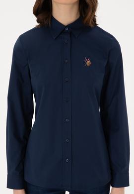 Kadın Lacivert Uzun Kollu Basic Gömlek - 50298089019