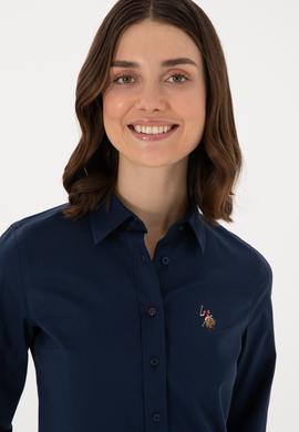 Kadın Lacivert Uzun Kollu Basic Gömlek - 50298089019