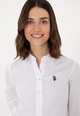Kadın Beyaz Uzun Kollu Basic Gömlek - 50298113059