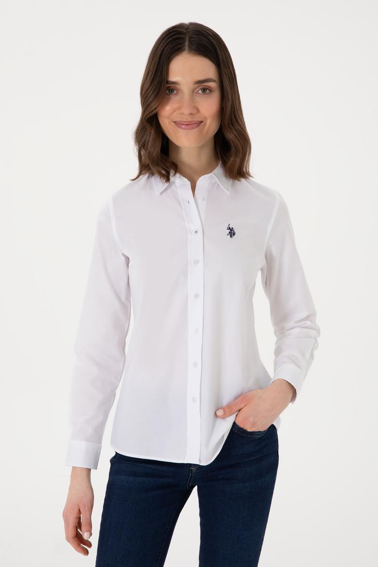 Kadın Beyaz Uzun Kollu Basic Gömlek - 50298113059