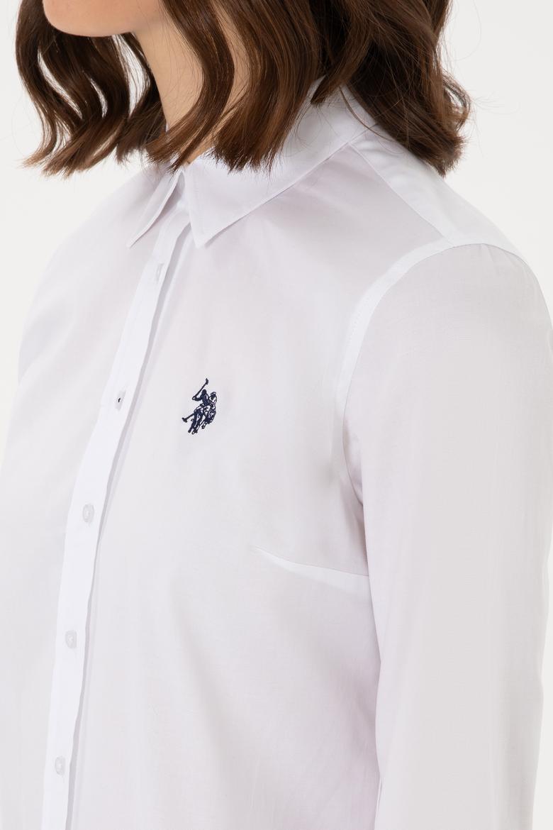 Kadın Beyaz Uzun Kollu Basic Gömlek - 50298113059