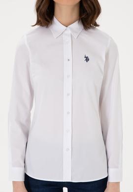 Kadın Beyaz Uzun Kollu Basic Gömlek - 50298113059