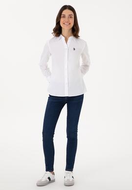 Kadın Beyaz Uzun Kollu Basic Gömlek - 50298113059