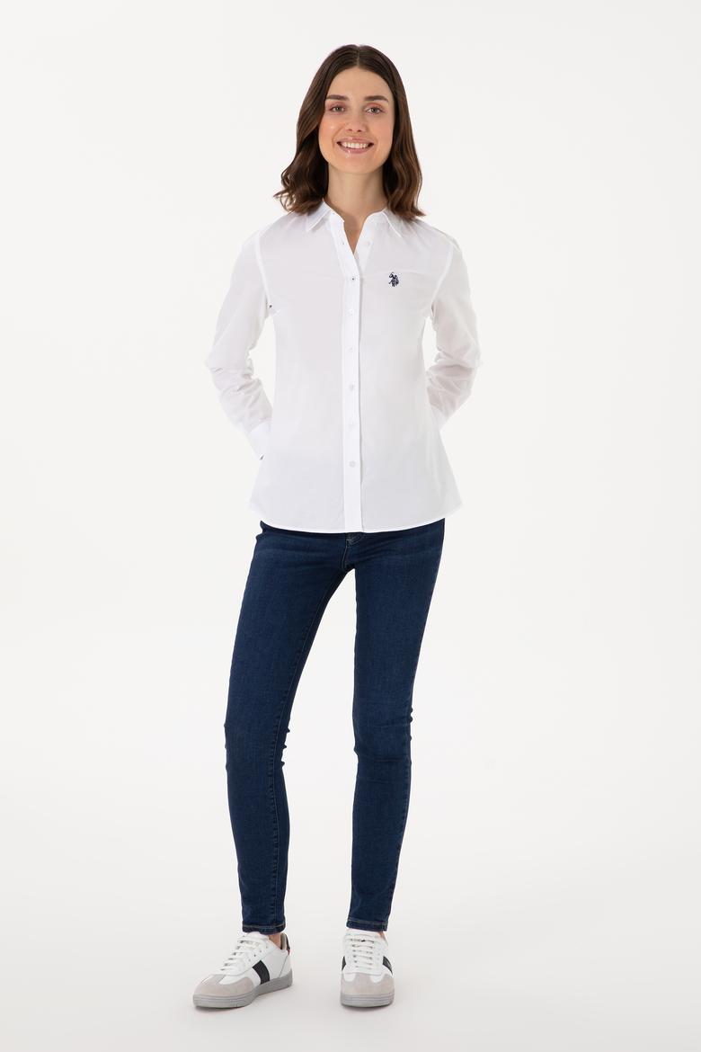Kadın Beyaz Uzun Kollu Basic Gömlek - 50298113059