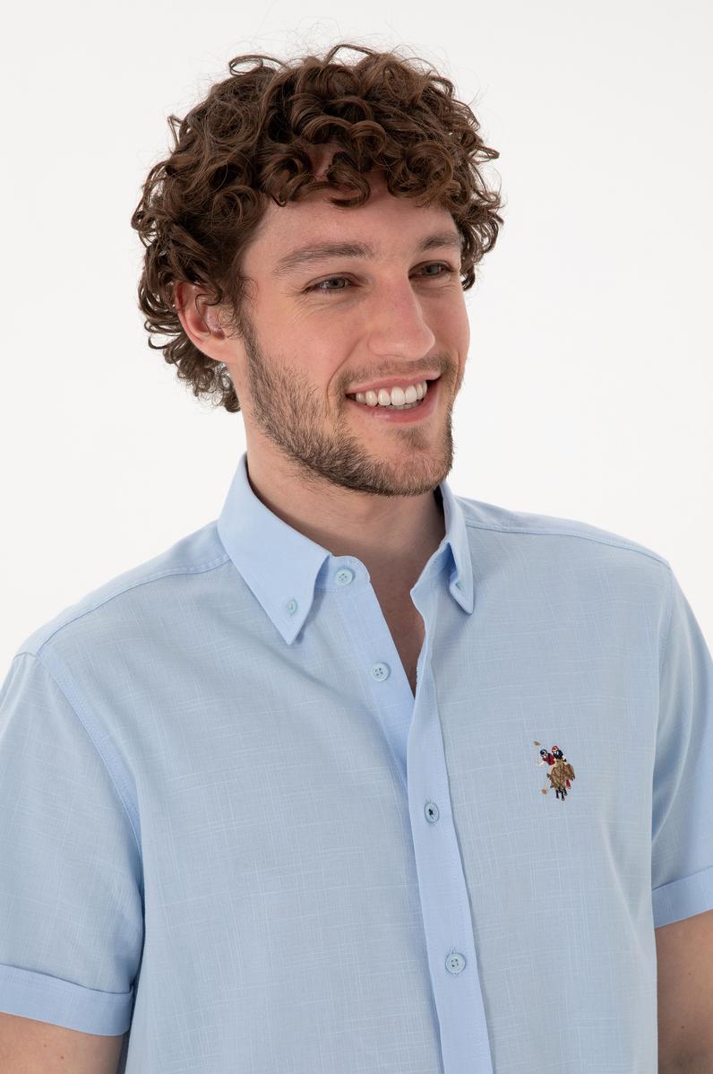 Erkek Açık Mavi Kısa Kollu Gömlek