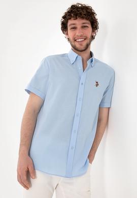 Erkek Açık Mavi Kısa Kollu Gömlek - 50298007029