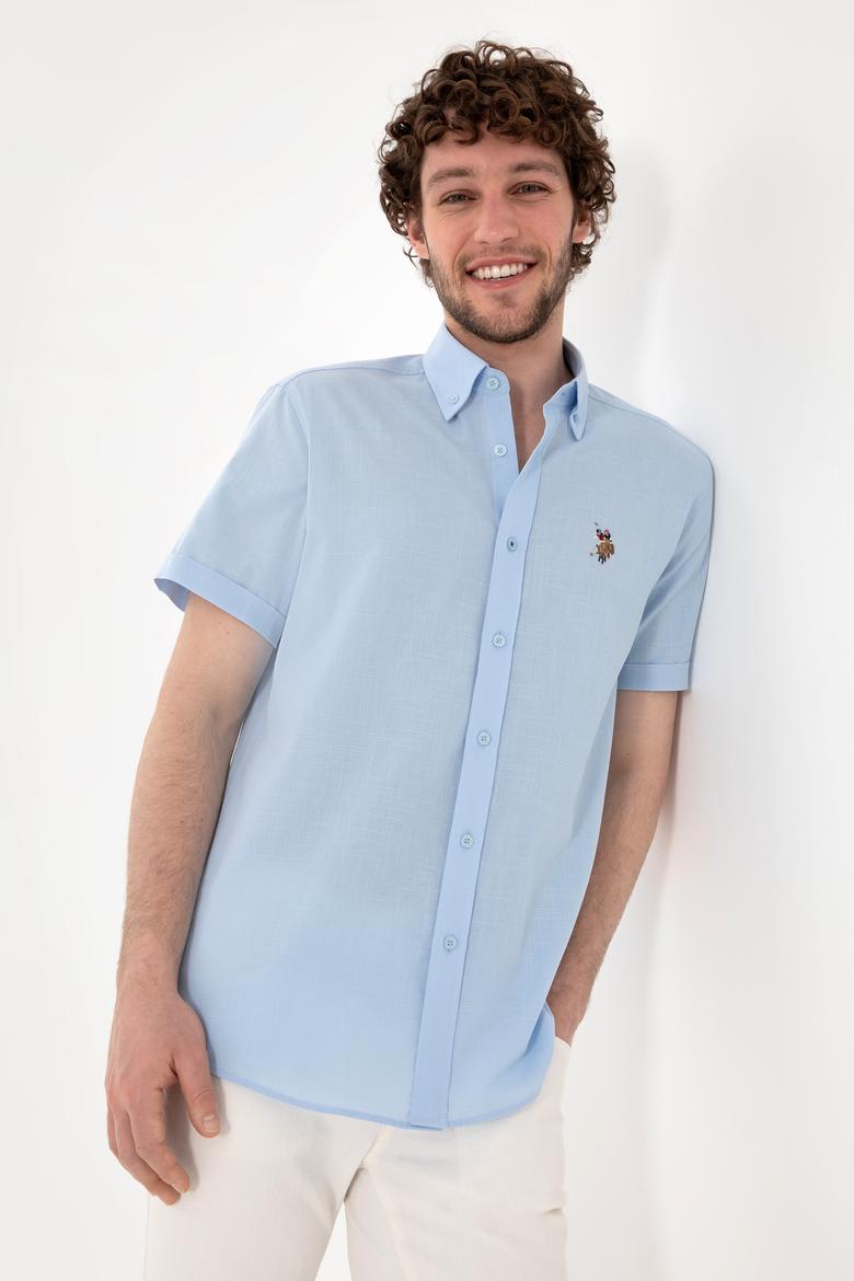 Erkek Açık Mavi Kısa Kollu Gömlek - 50298007029