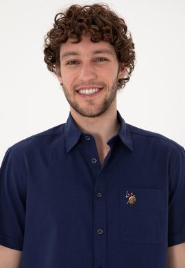 Erkek Lacivert Kısa Kollu Gömlek - 50297896093