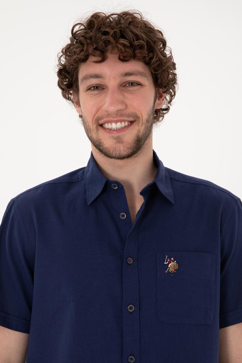 Erkek Lacivert Kısa Kollu Gömlek - 50297896093