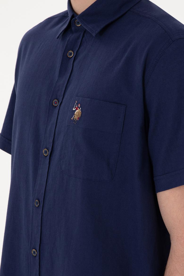 Erkek Lacivert Kısa Kollu Gömlek - 50297896093