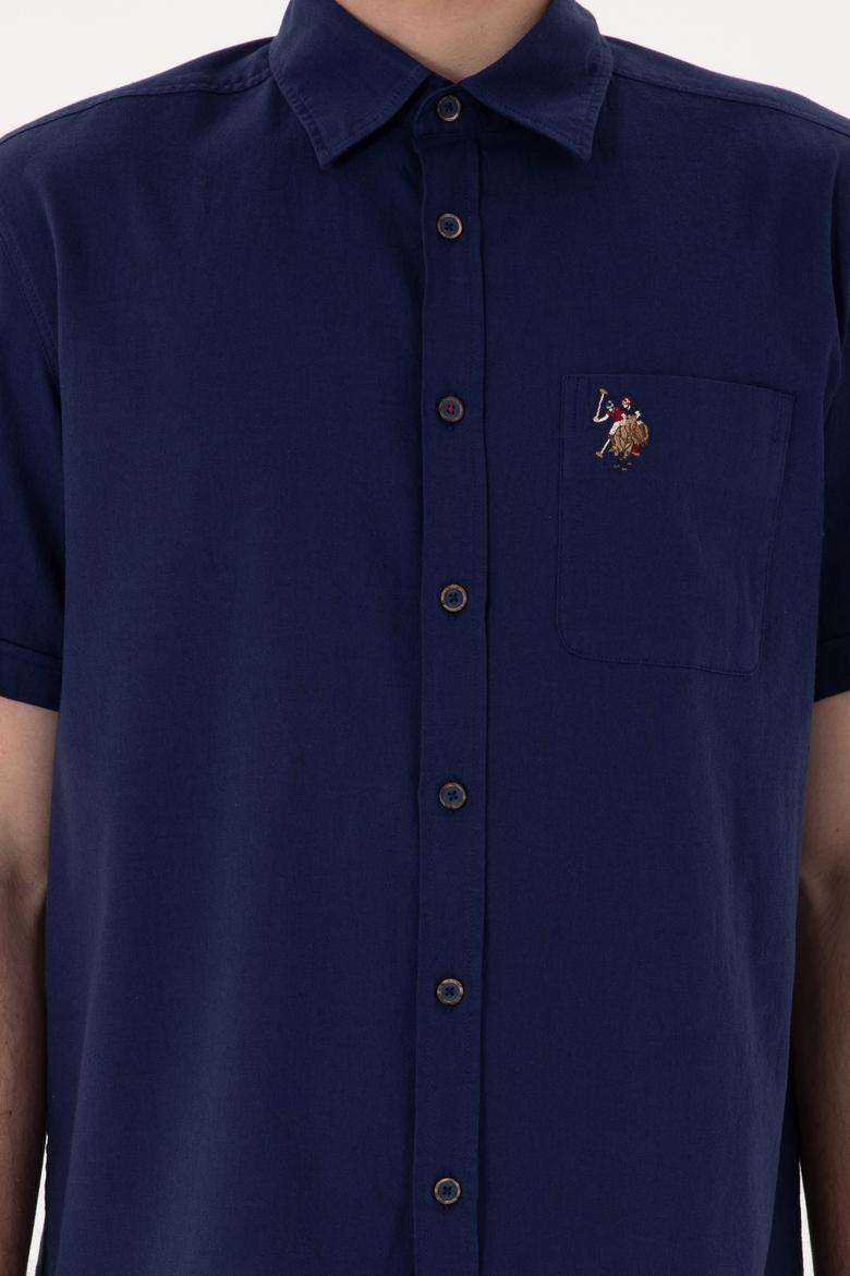 Erkek Lacivert Kısa Kollu Gömlek - 50297896093