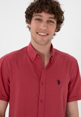Erkek Vişne Kısa Kollu Gömlek - 50306324095