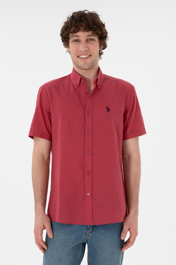 Erkek Vişne Kısa Kollu Gömlek