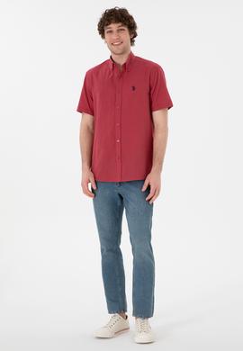 Erkek Vişne Kısa Kollu Gömlek - 50306324095