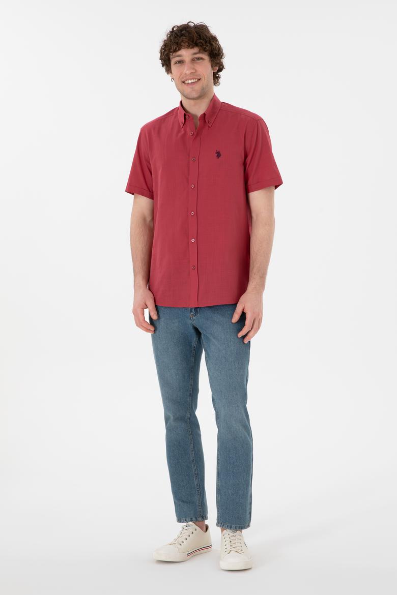 Erkek Vişne Kısa Kollu Gömlek - 50306324095