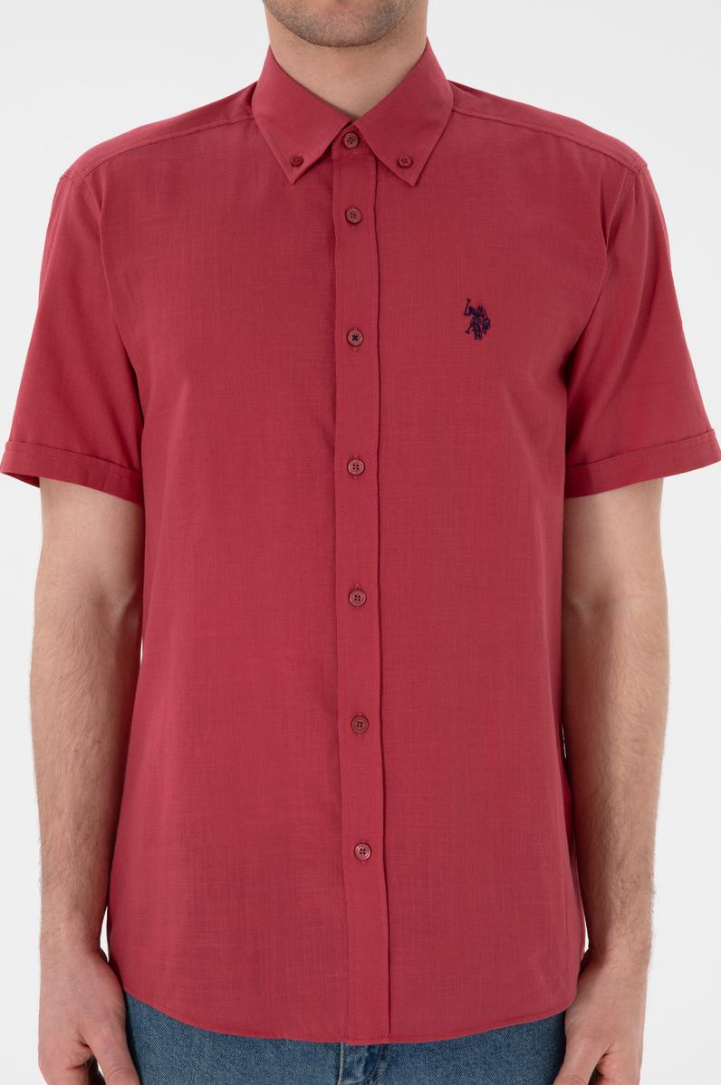 Erkek Vişne Kısa Kollu Gömlek