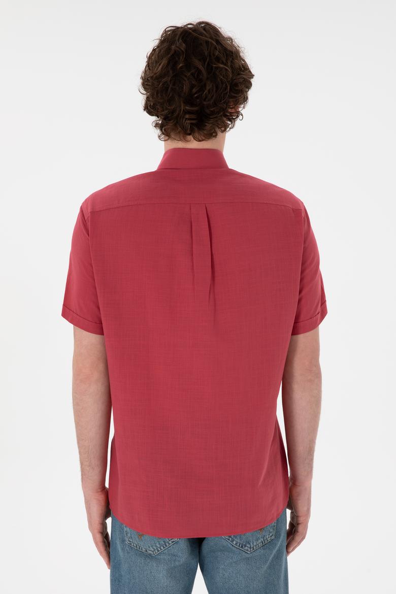 Erkek Vişne Kısa Kollu Gömlek - 50306324095